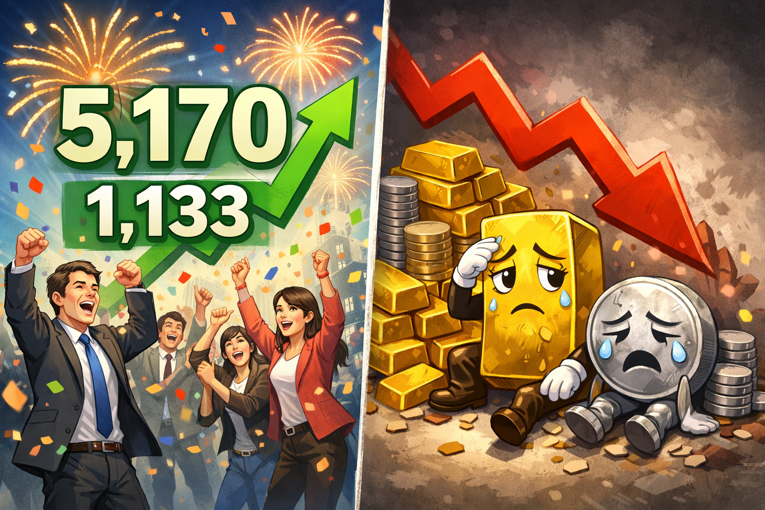 1월 28일 코스피 5,170·코스닥 1,133…주식은 환호, 금·은은 급락: “개인은 가격결정권이 없다”