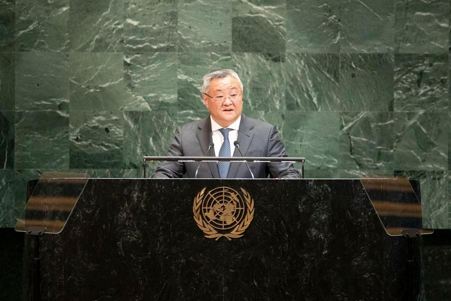 푸충(傅聰) 유엔(UN) 주재 중국 대사가 지난해 11월 18일 미국 뉴욕에 위치한 유엔(UN) 본부에서 열린 제80회 유엔총회 유엔안전보장이사회 개혁 문제 심의 전체회의에서 발언하고 있다. (사진/신화통신)